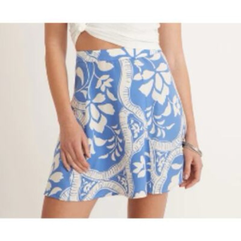 Marine Layer Bonnie Mini Skirt - Blue Tile Print